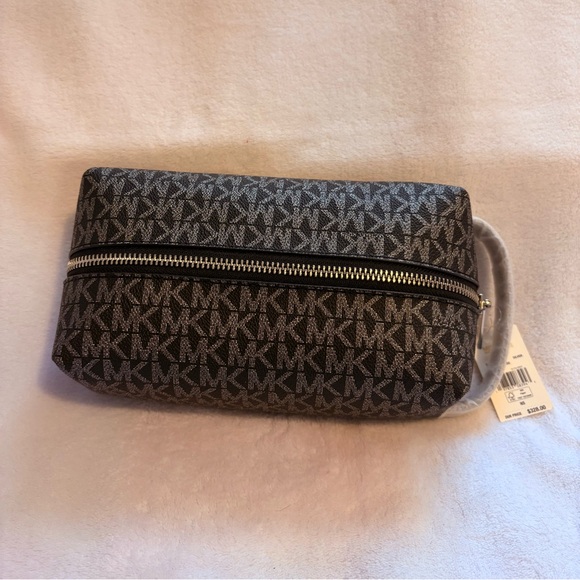 Michael Kors Handbags - Michael Kors Black and Silver Monogram Pouch